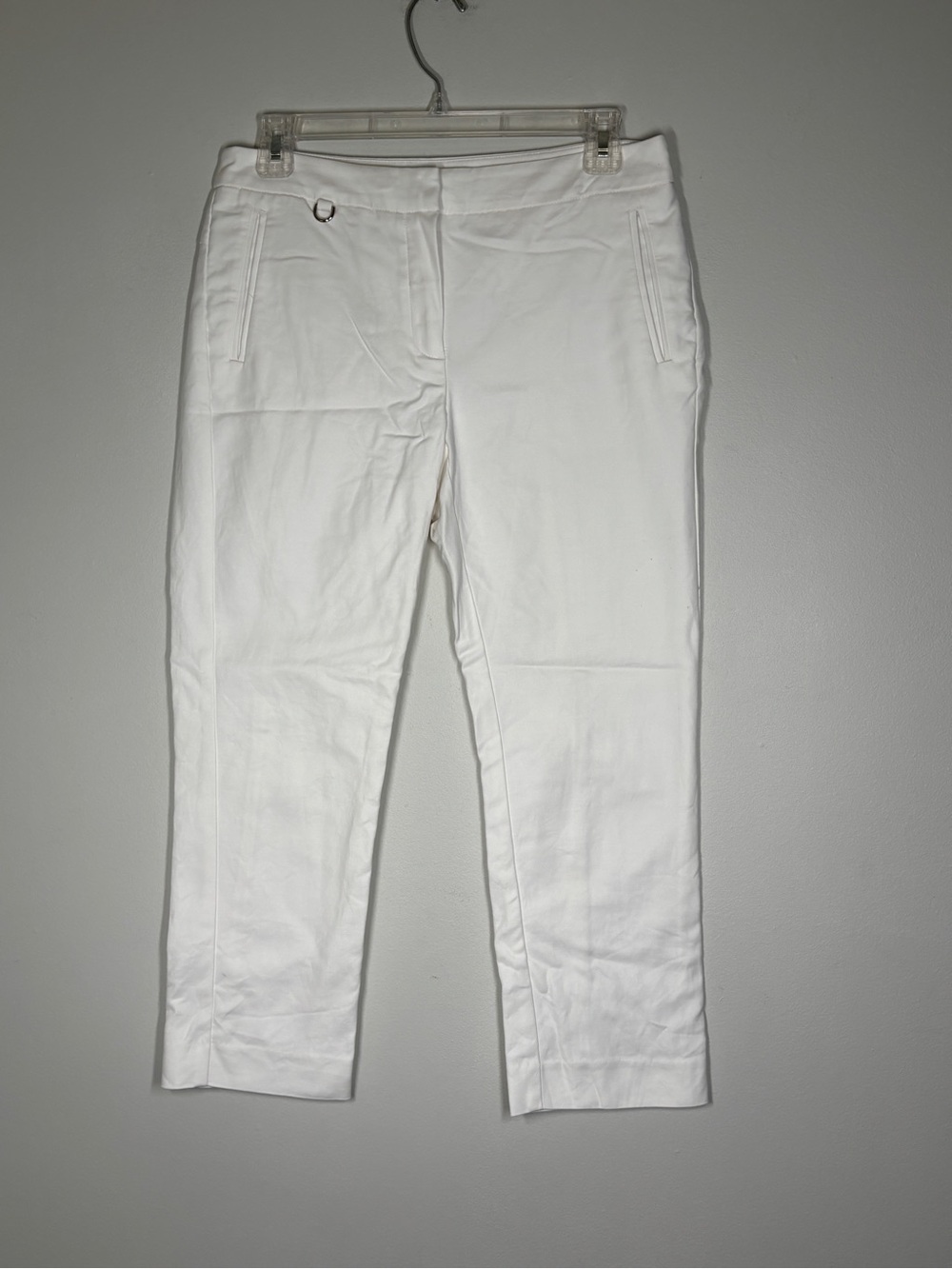 Adrianna Papell White Cropped Stretch Jeans